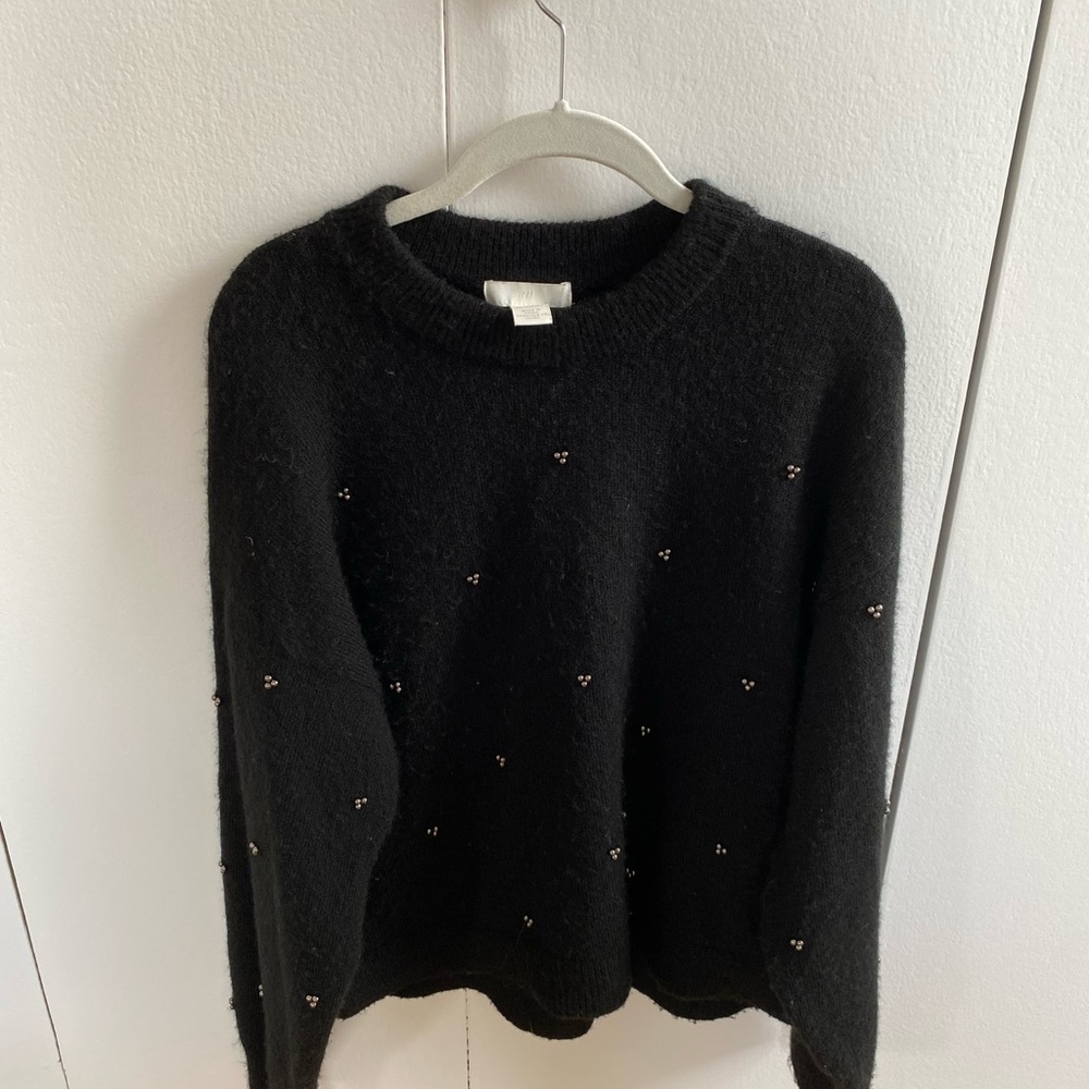 H&M sweater with chrome beaded clusters